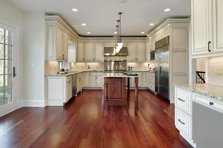 kitchen with cherry wood floor